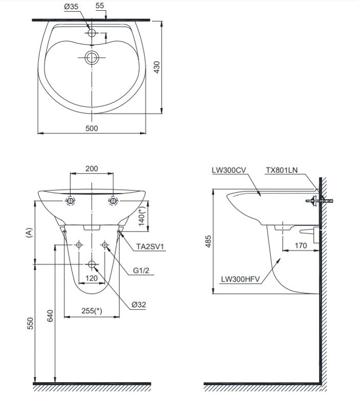 Chậu Rửa Lavabo Toto LHT300CR#W Đặt Bàn